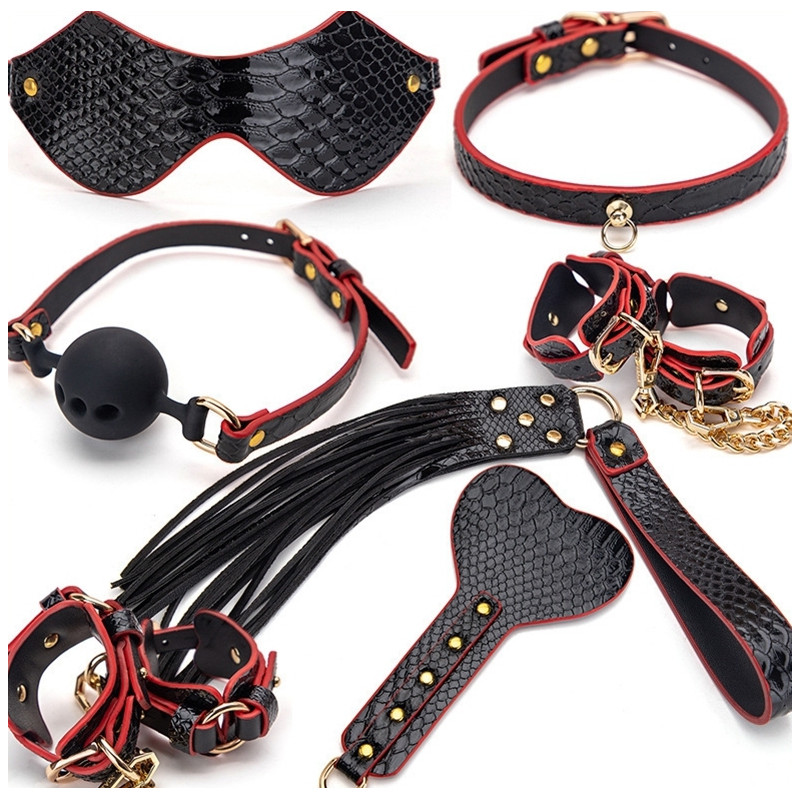 Generique Kit Bdsm 7 Pièces Caiman noir-Rouge